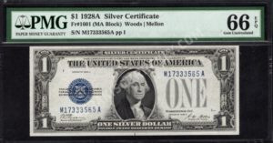 FR 1601 1928A $1 Silver Certificates Front