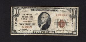 1801-1 Camp Hill, Pennsylvania $10 1929 Nationals Front
