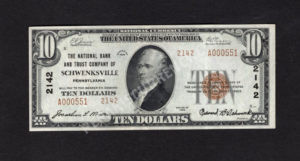 1801-2 Schwenksville, Pennsylvania $10 1929II Nationals Front