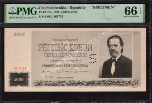 Czechoslovakia $5000 Korun 1945 World Notes Front