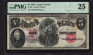 Legal Tender 88 1907 $5 typenote Front