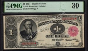 Treasury Notes 350 1891 $1 typenote Front