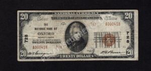 1802-2 Oxford, Pennsylvania $20 1929II Nationals Front