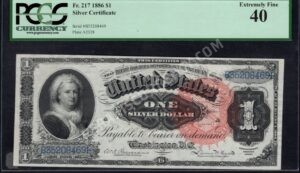 Silver Cert. 217 1886 $1 typenote Front