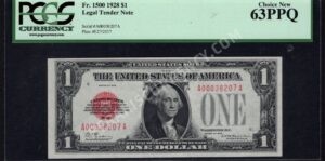 FR 1500 1928 $1 Legal Tender Notes Front