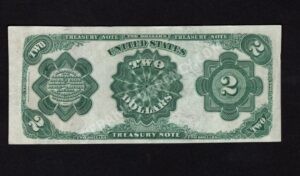 Treasury Notes 357 1891 $2 typenote Back