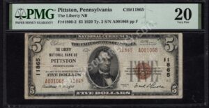 1800-2 Pittston, Pennsylvania $5 1929II Nationals Front