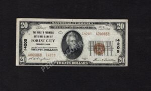 1802-2 Forest City, Pennsylvania $20 1929II Nationals Front