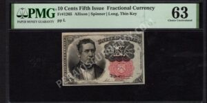 FR 1265 $0.10 5th Issue fractionals Front