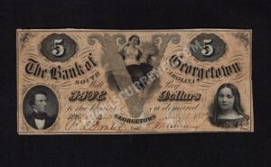 Georgetown South Carolina $5 1857 Obsolete Front
