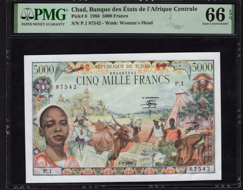 Chad $5000 Francs 1980 World Notes Front