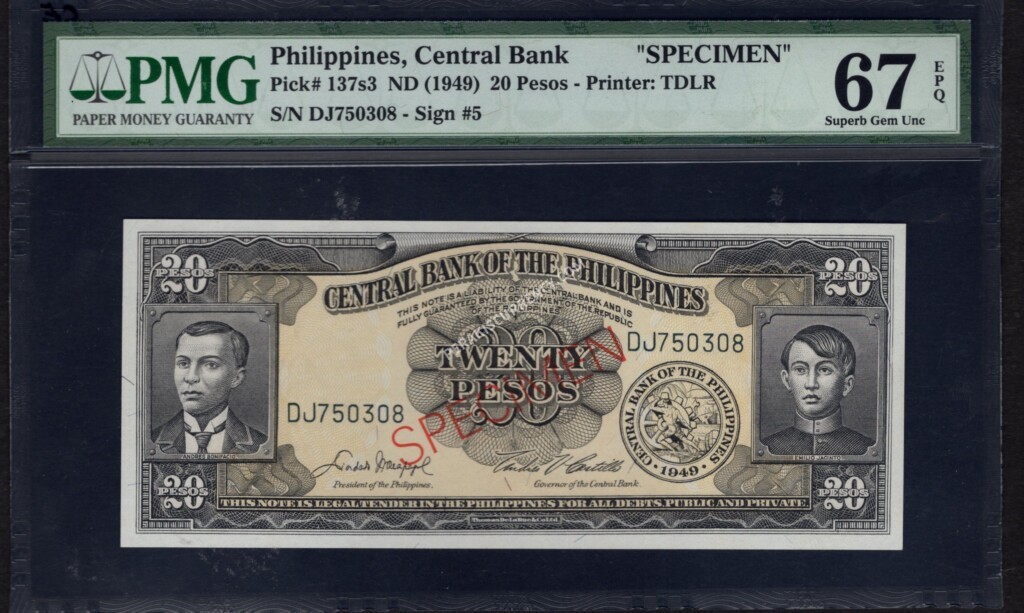 Philippines $20 Pesos 1949 World Notes Front