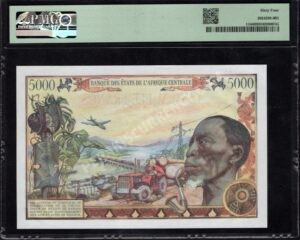 Central African Republic $5000 1890 World Notes Back