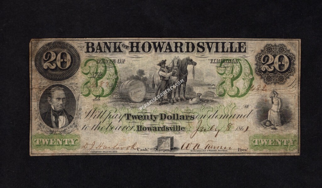 Howardsville Virginia $20 1861 Obsolete Front