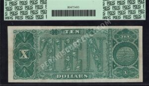 Treasury Notes 366 1890 $10 typenote Back