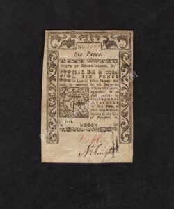 Rhode Island 6 Pence 1786 Colonial Front