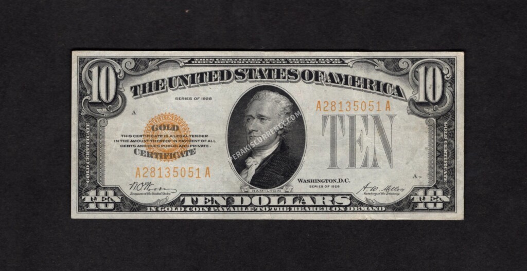 FR 2400 1928 $10 Gold Certificate Front