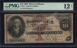 Silver Cert. 287 1880 $10 typenote Front
