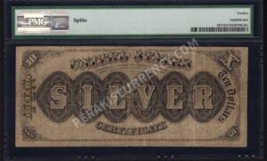 Silver Cert. 287 1880 $10 typenote Back