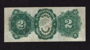 Silver Cert. 245 1891 $2 typenote Back
