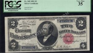 Silver Cert. 245 1891 $2 typenote Front