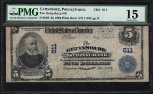 598 Gettysburg, Pennsylvania $5 1902 Nationals Front