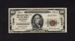 1804-1 Memphis, Tennessee $100 1929 Nationals Front