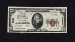 1802-2 Bellwood , Pennsylvania $20 1929II Nationals Front