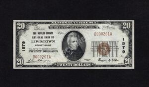 1802-1 Lewistown, Pennsylvania $20 1929 Nationals Front