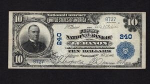 624 Lebanon, Pennsylvania $10 1902 Nationals Front