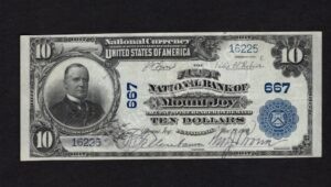 624 Mount Joy, Pennsylvania $10 1902 Nationals Front