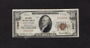1801-1 Pittston, Pennsylvania $10 1929 Nationals Front