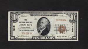 1801-1 Union City, Pennsylvania $10 1929 Nationals Front