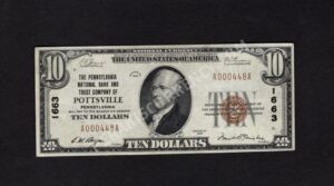 1801-1 Pottsville, Pennsylvania $10 1929 Nationals Front