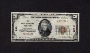 1802-1 Milton, Pennsylvania $20 1929 Nationals Front