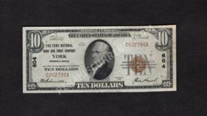 1801-1 York, Pennsylvania $10 1929 Nationals Front