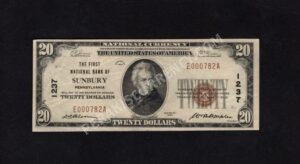 1802-1 Sunbury, Pennsylvania $20 1929 Nationals Front