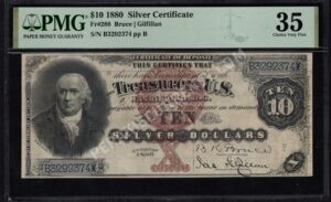 Silver Cert. 288 1880 $10 typenote Front