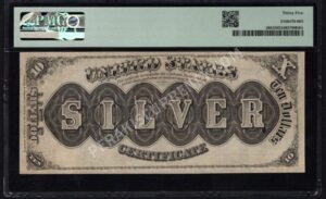 Silver Cert. 288 1880 $10 typenote Back