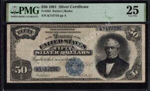 Silver Cert. 335 1891 $50 typenote Front