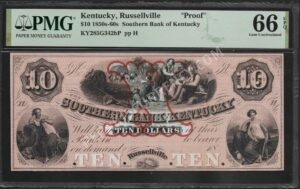 Russellville Kentucky $10 1850s -60s Obsolete Front