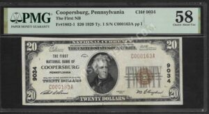 1802-1 Coopersburg, Pennsylvania $20 1929 Nationals Front