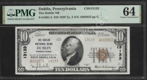 1801-2 Dublin, Pennsylvania $10 1929II Nationals Front
