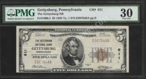 1800-1 Gettysburg, Pennsylvania $5 1929 Nationals Front