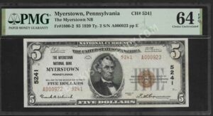 1800-2 Myerstown, Pennsylvania $5 1929II Nationals Front
