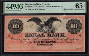 New Orleans Louisiana $10 1860s Obsolete Front