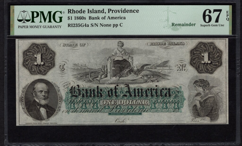 Providence Rhode Island $1 1860s Obsolete Front
