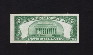 1800-1 Waynesboro, Pennsylvania $5 1929 Nationals Back