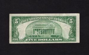1800-2 Mountville, Pennsylvania $5 1929II Nationals Back