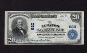 650 Lebanon, Pennsylvania $20 1902 Nationals Front